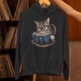 Cute Cat Reading Books With Tea Unisex Hoodie