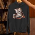 Cute Kitten Bookworm Adorable Cat With Glasses Reading Book Unisex Hoodie