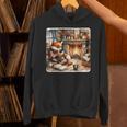 Fox Reads By Fireplace In Cabin Rustic Book Cozy Cup Tea Unisex Hoodie
