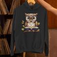 Owl Reading A Book Perched On A Branch Bookworm Unisex Hoodie Owl Reading A Book Perched On A Branch Bookworm Unisex Hoodie