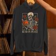 Read In Peace Skeleton Reading Book Halloween Teacher Unisex Hoodie Read In Peace Skeleton Reading Book Halloween Teacher Unisex Hoodie