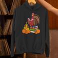 Turkey Reading Books Fall Thanksgiving Teacher Book Unisex Hoodie