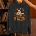 Vintage Ghost Book Reading Pumpkin Gothic Halloween Teachers Unisex Hoodie