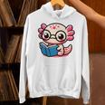 Adorable Book Lover Axolotl With Reading Glasses Cute Unisex Hoodie