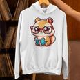 Adorable Book Lover Chipmunk With Reading Glasses Cute Premium Unisex Hoodie