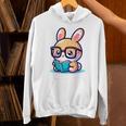 Adorable Book Lover Rabbit With Reading Glasses Cute Premium Unisex Hoodie Adorable Book Lover Rabbit With Reading Glasses Cute Premium Unisex Hoodie