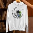 Astronaut Reading Book To Alien Moon Space Astronomy Unisex Hoodie