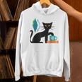 Cat Midcentury With Book And Coffee Atomic Age Mid Century Unisex Hoodie Cat Midcentury With Book And Coffee Atomic Age Mid Century Unisex Hoodie