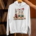Christmas Three Llamas Reading Reading Books Llama Lover Unisex Hoodie Christmas Three Llamas Reading Reading Books Llama Lover Unisex Hoodie