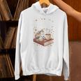 Coffee Cats & Books Cute Cat Book Lover Reading Unisex Hoodie