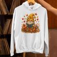 Cute Autumn Gnome Reading Pumpkin Book Lover Unisex Hoodie