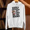 Easily Distracted By Cats And Books Lovers Reading Unisex Hoodie