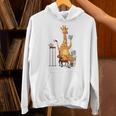 Giraffe Reading Tea Books Coffee Book Lover Graphic Unisex Hoodie