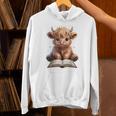 Highland Cow Reading Book Bookworm Unisex Hoodie Highland Cow Reading Book Bookworm Unisex Hoodie