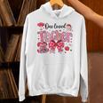HUGvyn One Loved Teacher Valentine Book Heart Reading Bow Unisex Hoodie