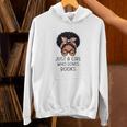 Just a Girl Who Loves Books Messy Bun Black Women Reading Unisex Hoodie