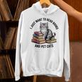 I Just Want To Read Books And Pet Cats Raglan Baseball Tee Unisex Hoodie