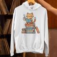 Kawaii Cat Coffee Books Teacher Men Women Girls Kids Unisex Hoodie