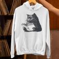 Reading Cat Cat Book Lover Unisex Hoodie