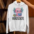 Readsolotl Cute Axolotl Reading Book Kawaii Pink Aesthetic Unisex Hoodie