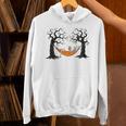 Skeleton Reading Book In Hammock Halloween Reader Unisex Hoodie