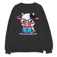 Adorable Book Lover Cow With Reading Glasses Cute Unisex Sweatshirt Adorable Book Lover Cow With Reading Glasses Cute Unisex Sweatshirt
