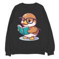 Adorable Book Lover Mallard Duck With Reading Glasses Cute Unisex Sweatshirt