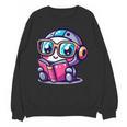 Adorable Book Lover Robot With Reading Glasses Cute Unisex Sweatshirt