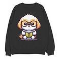 Adorable Book Lover Shih Tzu With Reading Glasses Cute Unisex Sweatshirt