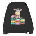 Adorable Donkey With Heart Sitting On Colorful Book Stack Unisex Sweatshirt