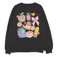 Apple Disco Pencil Books Bow Teacher Student Back To School Unisex Sweatshirt