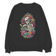 Book Lover Skeleton Reading With Dia De Los Muertos Flowers Unisex Sweatshirt