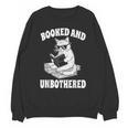 Booked And Unbothered Cat Reading Book Lovers Unisex Sweatshirt