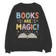 Books Are Magic Whimsical Retro Bookworm Unisex Sweatshirt