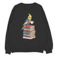 Bookworm Cockatiel Bird Reading Books Drinking Coffee Lover Unisex Sweatshirt