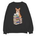Bookworm Corgi Reading Books Drinking Coffee Dog Lover Unisex Sweatshirt