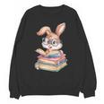 Bunny Rabbit Reading Books Rabbit Books Bunny Reader Unisex Sweatshirt