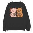Capybara Axolotl Kawaii Kids Anime Book Lover Reading Unisex Sweatshirt Capybara Axolotl Kawaii Kids Anime Book Lover Reading Unisex Sweatshirt