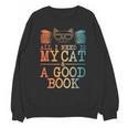 Cat & Book Art For Men Women Cat Librarian Novel Book Lover Unisex Sweatshirt