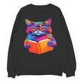 Cat Book Shirt Colorful Cat Reading Book Unisex Sweatshirt