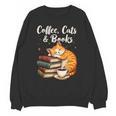 Coffee Cats & Books Lover For Women & Girls Coffee Unisex Sweatshirt