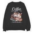 Coffee Cats And Books Cozy Calico Reader Love Cute Cat Unisex Sweatshirt