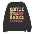 Crochet Coffee Reading Books Crocheter Crocheting Unisex Sweatshirt