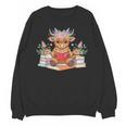 Cute Baby Highland Cow Reading Book Lover Toddler Unisex Sweatshirt