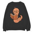 Cute Bookworm Worm Reading Book Glasses Nerdy Unisex Sweatshirt