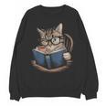 Cute Cat Reading Books With Tea Unisex Sweatshirt Cute Cat Reading Books With Tea Unisex Sweatshirt