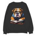 Cute Dog English Bulldog Reading Book Unisex Sweatshirt