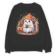 Cute Ghost Drinking Coffee Halloween Reading Book Retro Unisex Sweatshirt Cute Ghost Drinking Coffee Halloween Reading Book Retro Unisex Sweatshirt