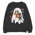 Cute Ghost Reading Book Spooky Season Halloween Costume Kids Unisex Sweatshirt