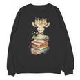 Cute Giraffe With Book Floral Bookworm Librarian Book Lover Unisex Sweatshirt